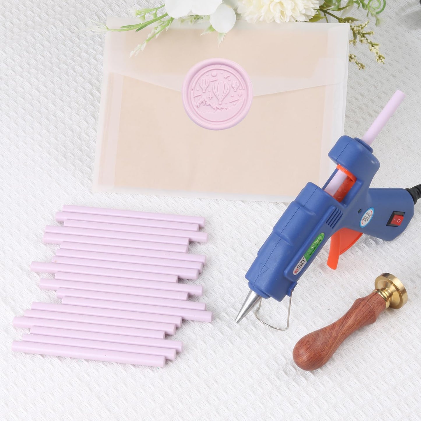 Pink Sealing Wax Sticks, WASOHLING 20Pcs Glue Gun Wax Seal Sticks for Wax Seal Stamp, Pink Wax Seals for Christmas Wedding Invitation Envelope Letter Seals, Craft Adhesive (Mini Size)