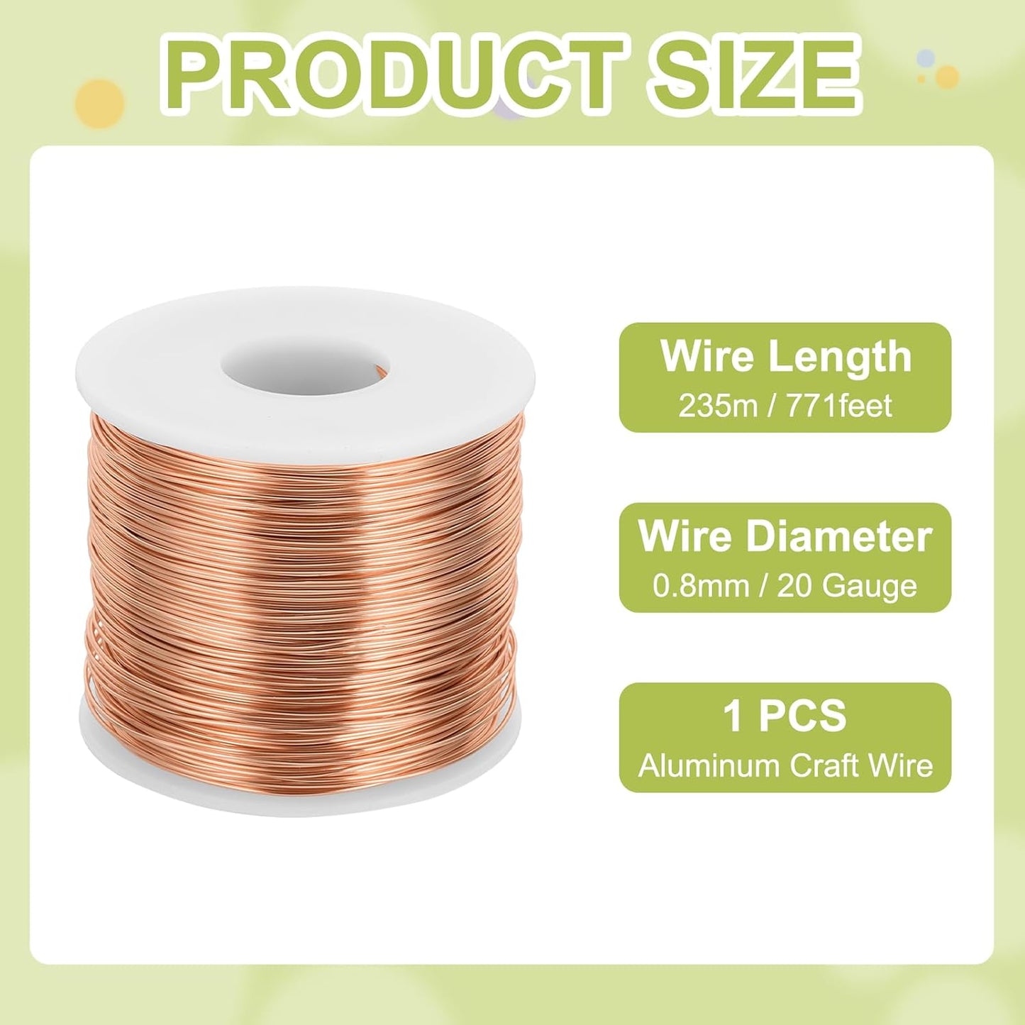 MECCANIXITY 20 Gauge Anodized Aluminum Craft Wire Bendable Bonsai Training Wire 771 Feet 0.8mm for Sculpting Crafts Wreath Floral Beading Jewelry Making, Copper Tone