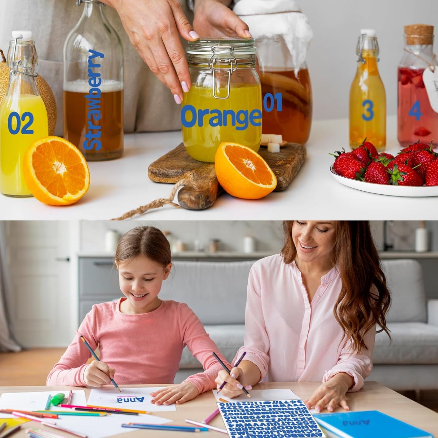 Alphabet Stickers, 1''Inch 12 Sheets Blue Letter Stickers Self-Adhesive Vinyl for Mailbox Numbers, Bulletin Boards & Home Decor