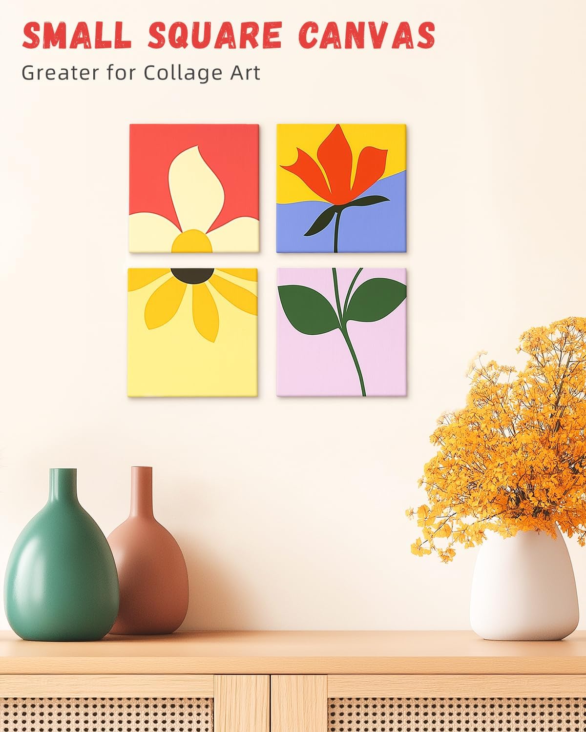 SIMETUFY 5x5 inch 12 Pack Mini Canvas Boards Primed Acid Free Mini Canvas Panels for Oil, Watercolor, Acrylic, Gouache Paint