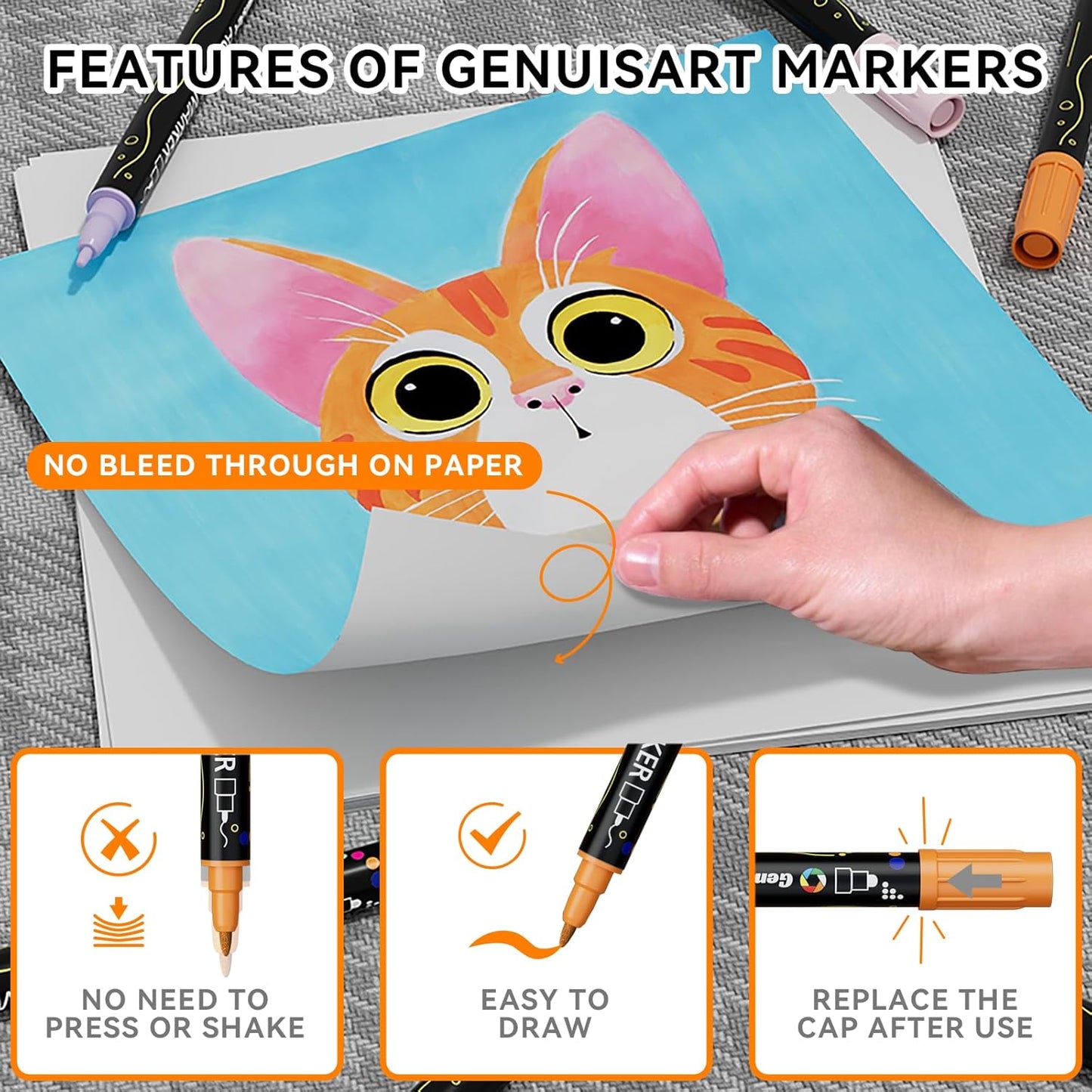 24 Colors Acrylic Paint Pens, Acrylic Paint Markers Dual Tip, with Dot Tip and Fine Tip, Acrylic Markers for Rock Painting, Wood, Canvas, Fabric, Paper, DIY Crafts Making Art Supplies (24)