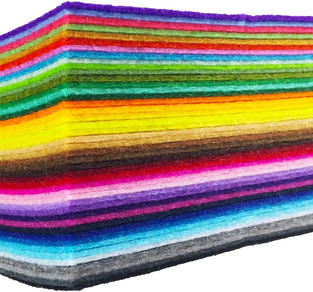 flic-flac 44PCS 12 x 12 inches (30 x 30cm) Assorted Color Felt Fabric Sheets Patchwork Sewing DIY Craft 1mm Thick … (30cm * 30cm, 44pcs)