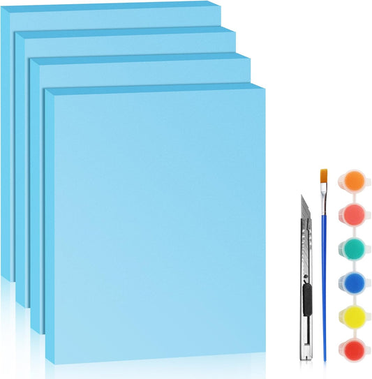 LuckyFoam Blue 4 Pack 15x12x1 inch Foam Sheets 1 Inch Thick Polystyrene Rectangles XPS Foam Board Craft for Insulating DIY Modeling Art Supplies