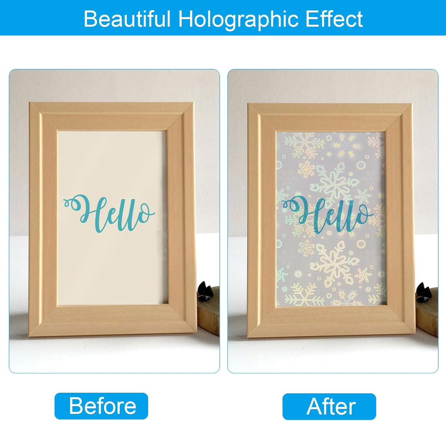 PATIKIL 11.7x8.3" Holographic Sticker Paper, 20Sheets A4 Polypropylene Self-adhesive Transparent Waterproof Laminate Overlay Film for Photo Cards Scrapbook Decorations, Snowflake