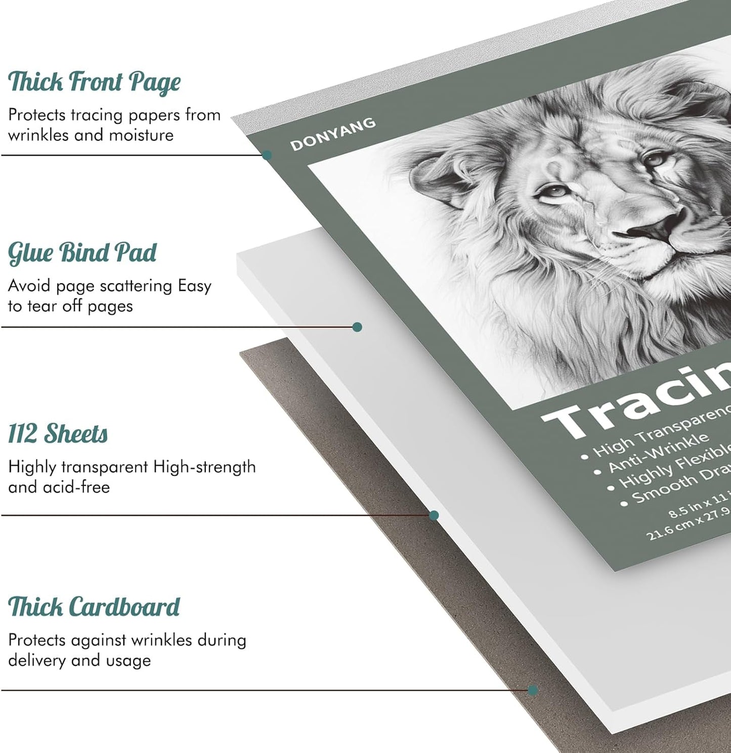 Tracing Paper 8.5" x 11", 112 Sheets Transparent Vellum Paper for Tracing Pads, Christmas Birthday Gifts for Adults Teens, 25lb/41gsm Translucent Tracing Paper for Sketching, Drawing, Overlays