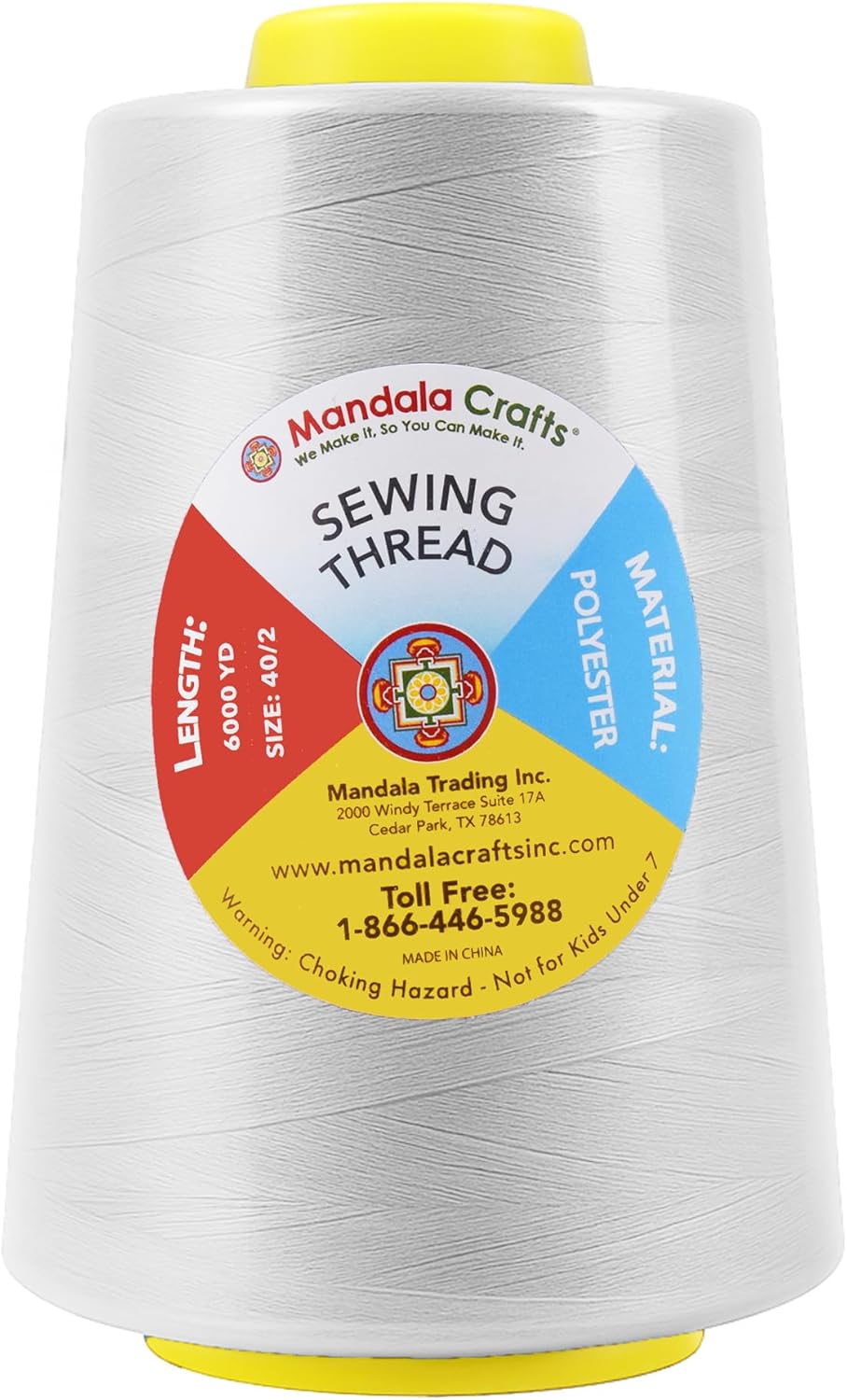 Mandala Crafts 4 Pack of Serger Threads Cones Spools - 40S/2 24000 Yards Polyester Silver Gray Threads for Sergers Machine and Overlock Quilting Sewing Machine