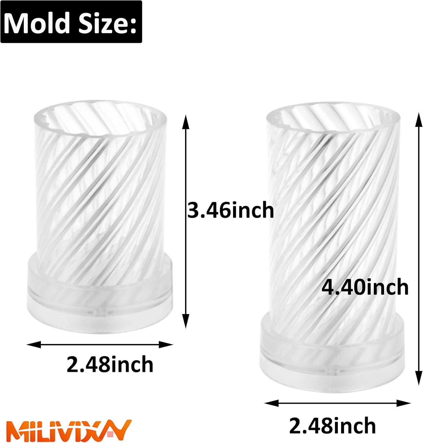 MILIVIXAY 2PCS Spiral Shape Candle Molds - Pillar Candle Molds for Candle Making -Including 60 Ft Wicks,50pcs Wick Stickers, 1pc Wick Leader Wire and 2pc Wick Holders.
