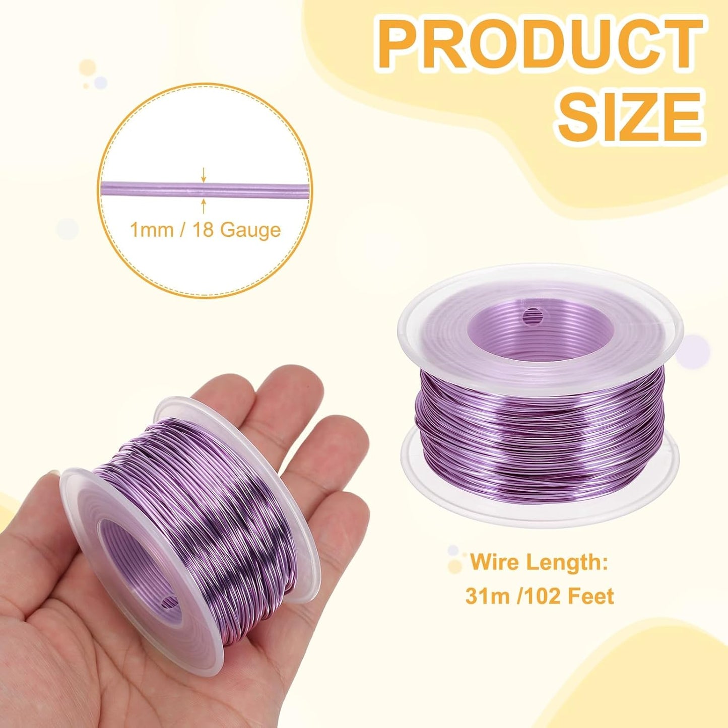 uxcell 18 Gauge / 1mm Anodized Aluminum Wire for Jewelry Craft Making, 102 Feet Bendable Flexible Wire for DIY Home Decor Gardening Sculpture, Light Purple