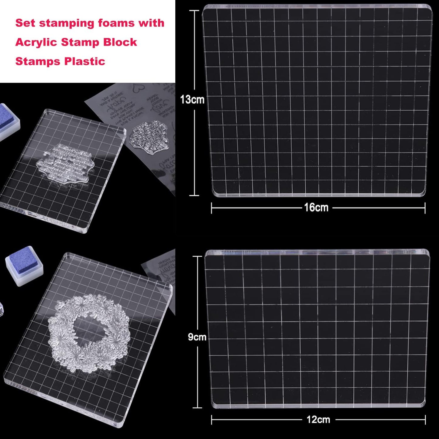 BAOFALI 8 Pcs Stamping Foam Grey Moldable Foam with Acrylic Stamp Block Stamps Plastic Pad Cut and Dry Foam Stamping Foam Block for Sculpture, Modeling, DIY Arts and Handicrafts Projects