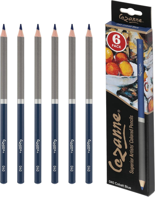 Cezanne Creative Mark Premium Colored Pencils Cobalt Blue 6 Pack - Highly-Pigmented Drawing Pencils - Coloring Pencils for Drawing, Blending, Coloring, and More