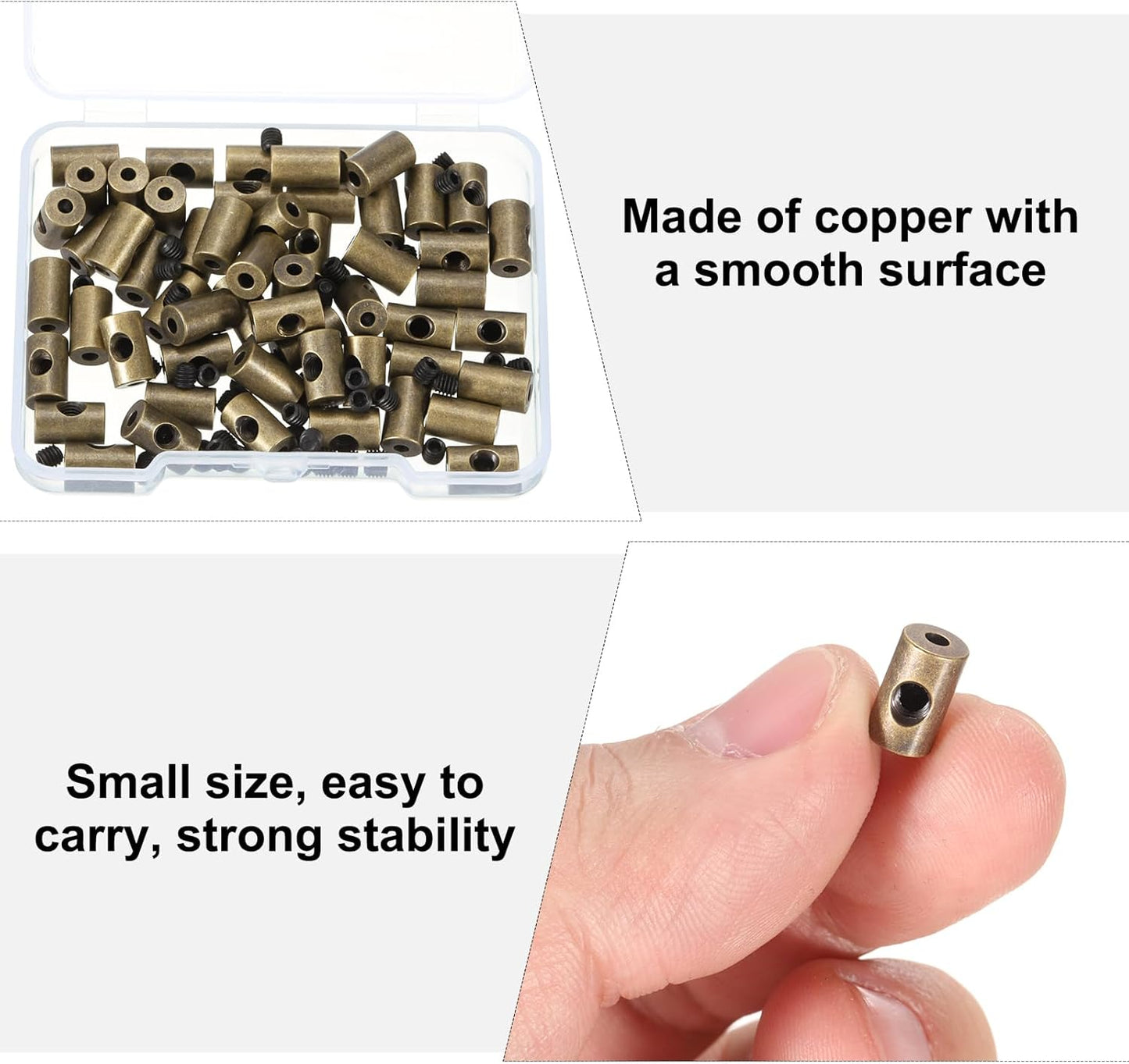 MECCANIXITY 50 Pcs Metal Locking Pin Backs, Locking Pin Keepers Clasp 9mm(H) with 4 Wrench Replacement in Storage Case for Badge, Brooch, Copper Tone