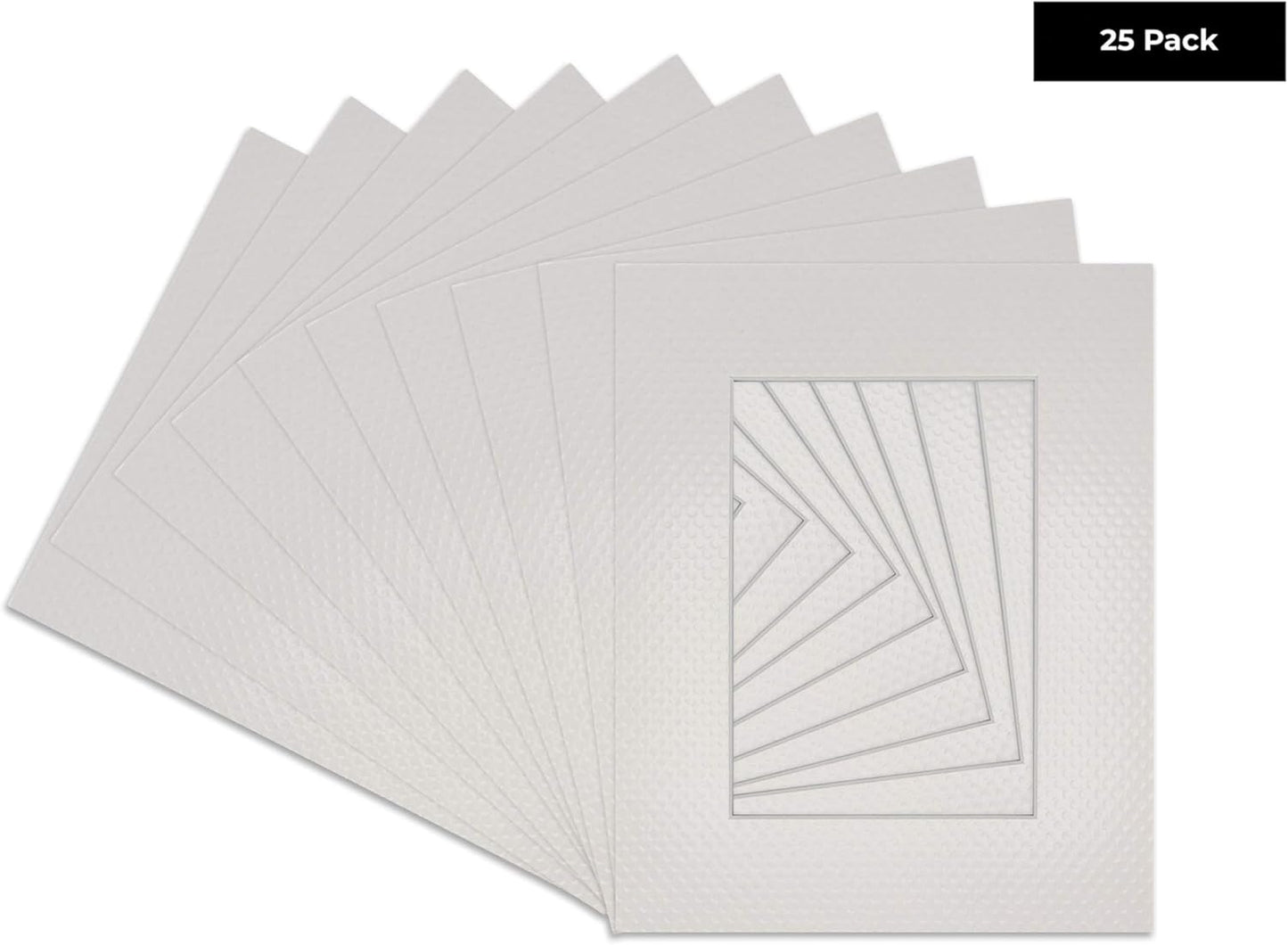 Pack of 25 Acid Free 8x10 Mats Bevel Cut for 5.5x8.5 Photos - Golf Ball Texture Precut Matboards For Pictures, Photos, Framing - 4-ply Thickness