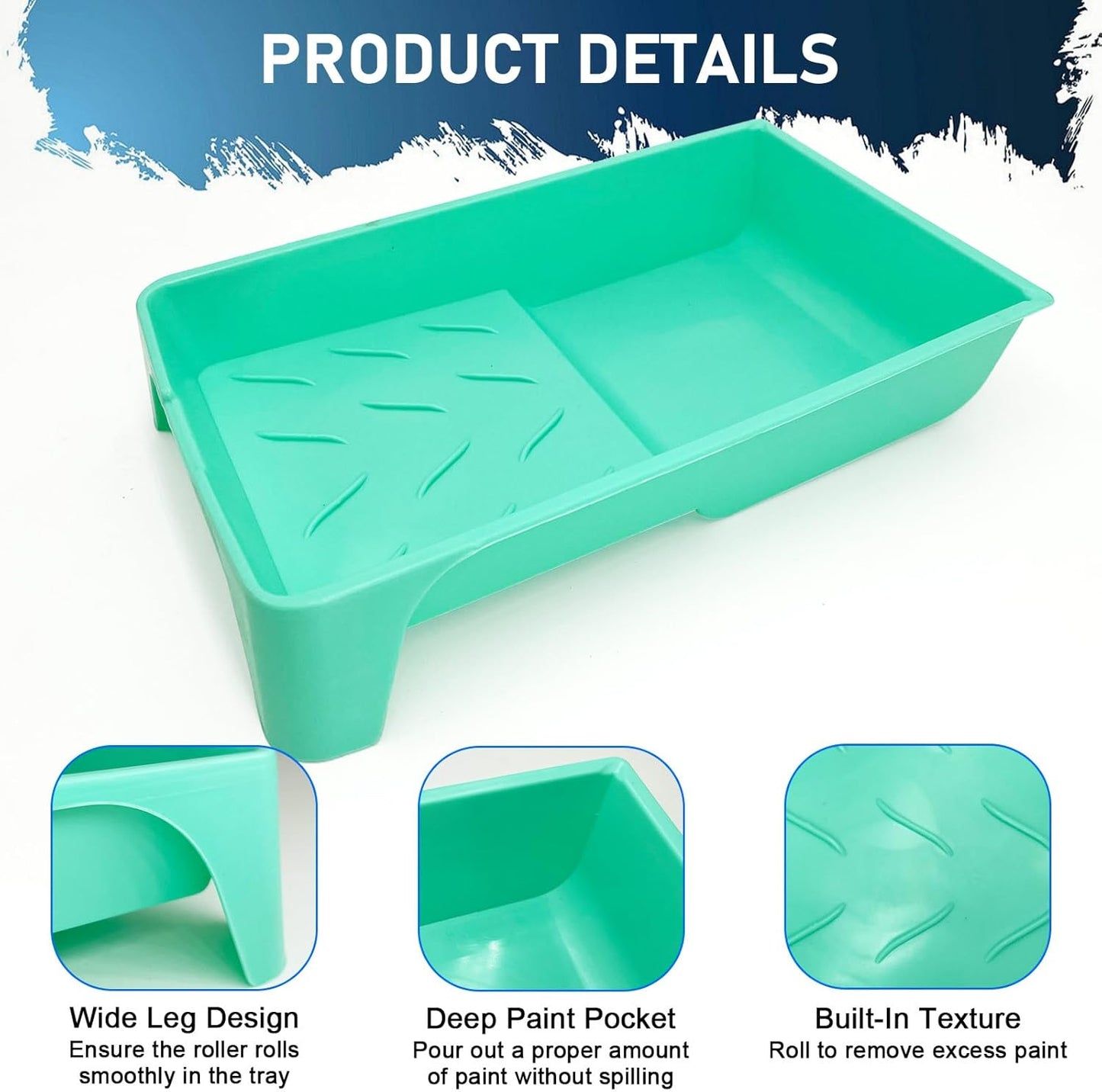 4 Inch Paint Tray, 25 Pack Plastic Paint Tray Kit, Heavy Duty Paint Roller Tray with Roller Frame, Sturdy Home Painting Supplies & Tools for Paint Rollers & Roller Brushes