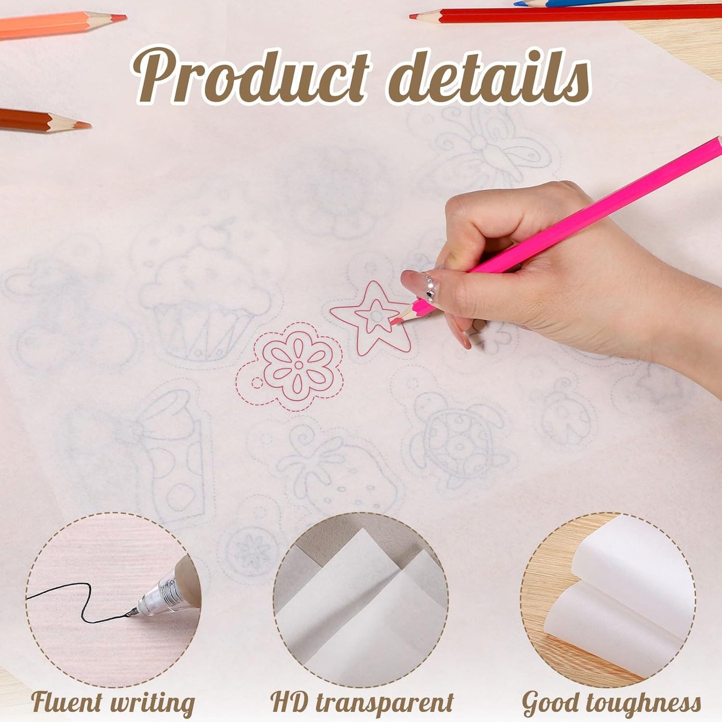 Tracing Paper Roll 17in x 75yd, White Trace Paper Pattern Paper Translucent Tracing Paper for Sewing, Drawing, Sketching, Gift Wrapping