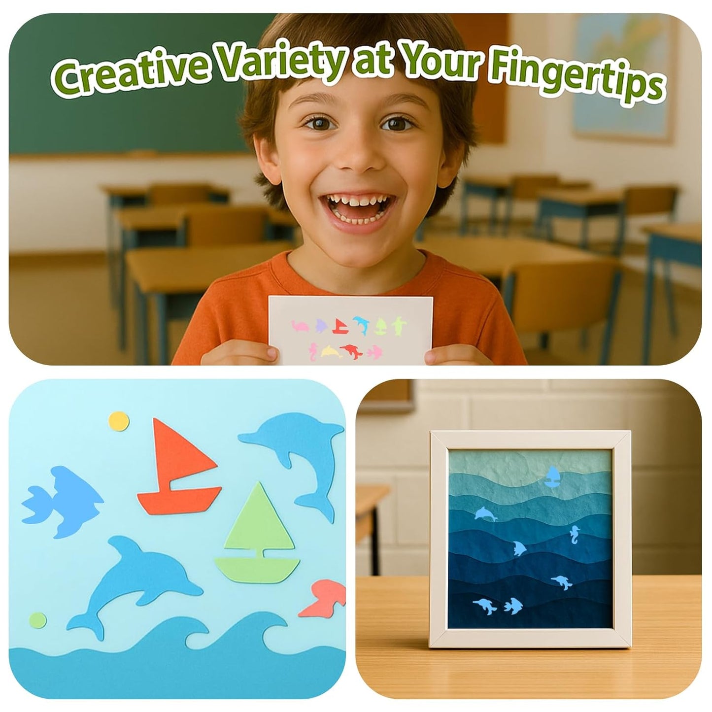 LOVEINUSA 10-Piece Sea Animal Shaped Craft Punch Set for DIY Crafting, Scrapbooking, Journaling, Greeting Cards, Photo Albums, Envelope Punch Board and Festival DIY Paper Projects