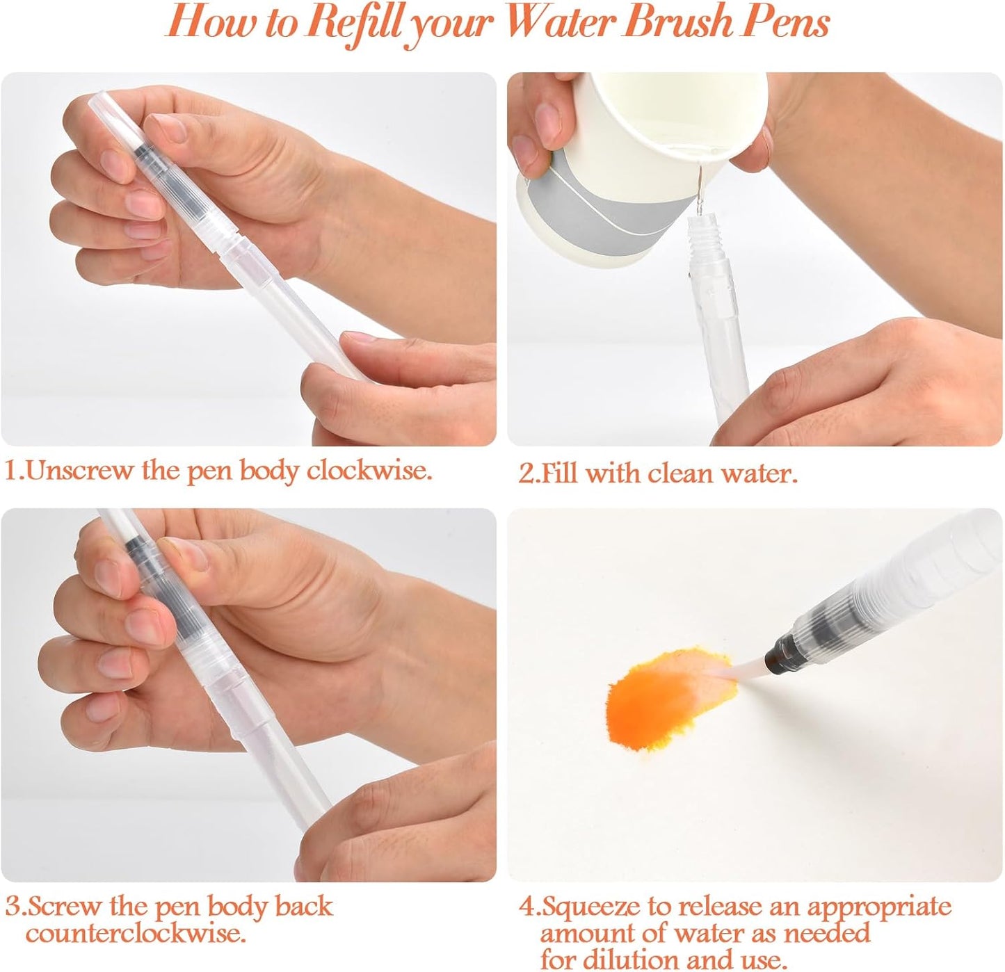 Watercolor Brush Pens,72 Colors Brush Tip Pens for Watercolor Painting, 3 Aquapen Blending Brush,Watercolor Markers for Artists and Beginner Painters Coloring Books, Calligraphy,Manga