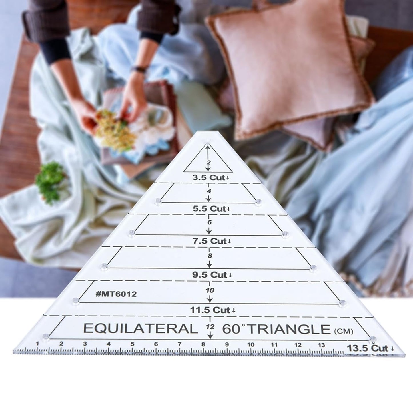 60 Degree Triangle Ruler for Quilting, 6.54 * 6.19in Triangle Quilting Ruler, Triangle Quilting Ruler Transparent for Sewing Cut Measurement DIY Tools