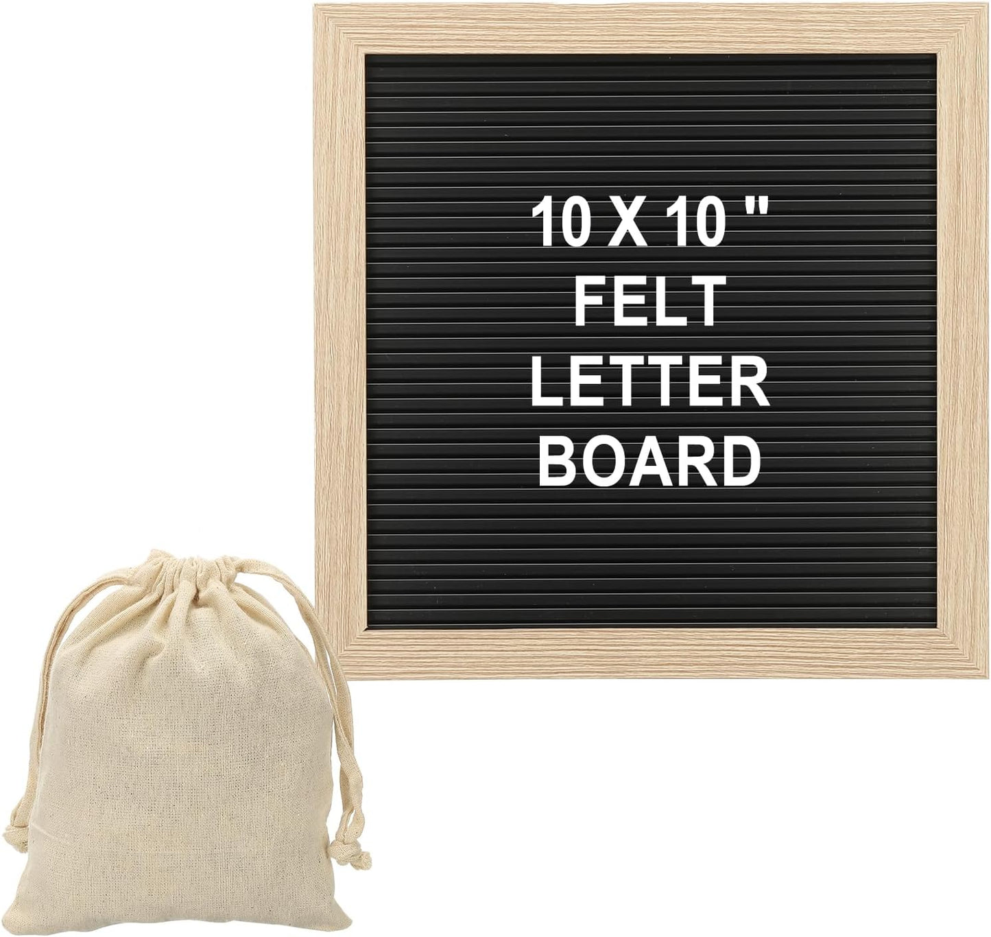 PATIKIL Felt Letter Board, 10x10Inches Black Brown Wooden Changeable Message Board with Storage Bag Stand for Kitchen Menu Classroom Farmhouse Decor Notes, White Bronze Letter
