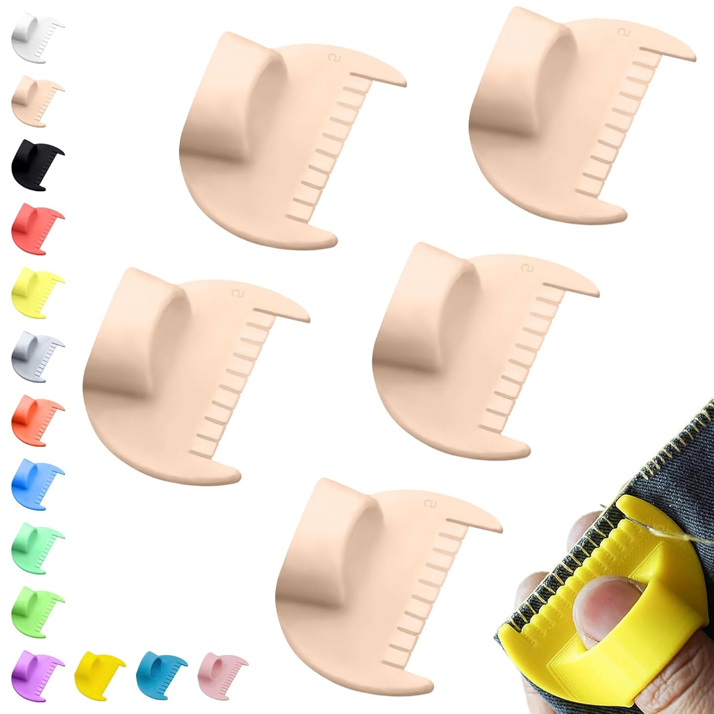 5mm Seam Guide for Hand Sewing Edge Lockranding Tool 5 PCS Set for Leather/Fabric/Craft Sew, Light Skin