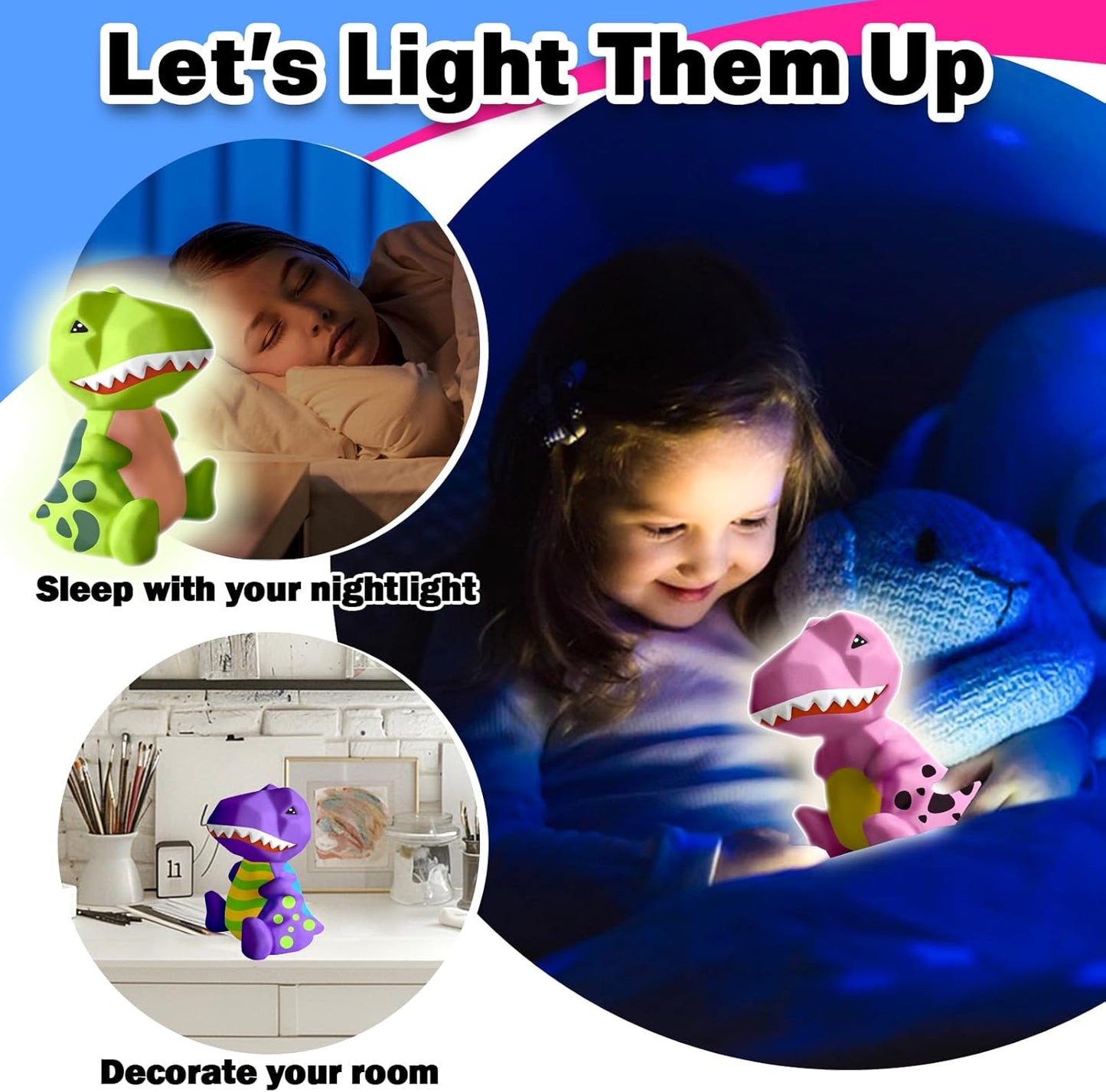 FUNZBO 4.3in Paint Your Own Dinosaur Lamp Kit - Halloweens Arts and Crafts Supplies Painting Kit for Kids Teens, DIY Night Light Dinosaur Toys for Boys Girls 3 4 5 6 7 8 9 10 11 12 13 Birthday Gifts