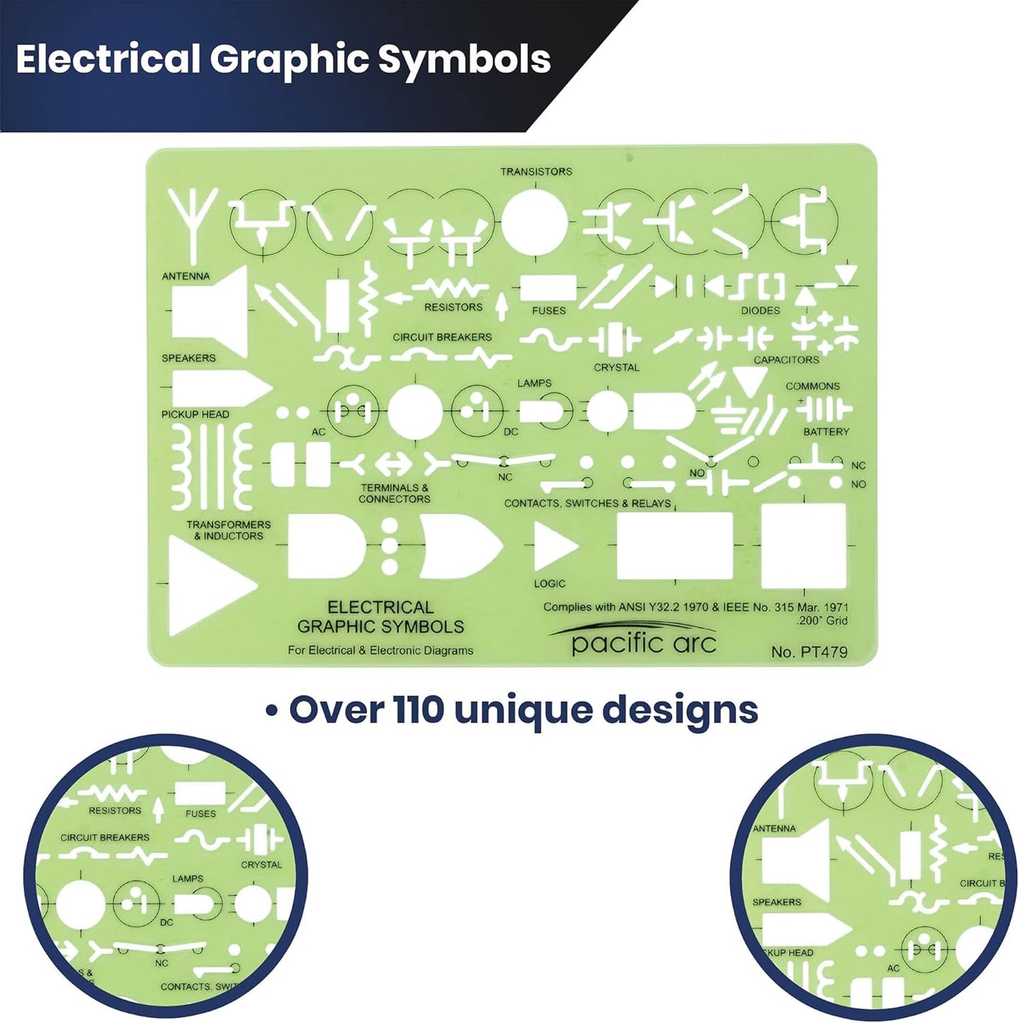 Pacific Arc Template: Electrical Graphic Symbols, 117 Openings 5" x 7"