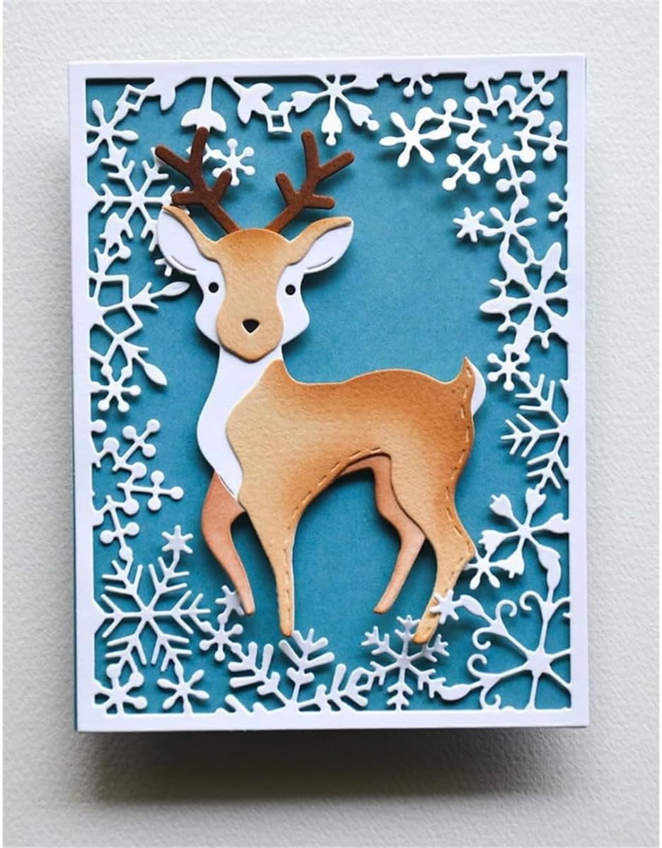 Mvchifay Cutting Dies Happy Birthday Metal Stencils Scrapbooking Tool DIY Emboss Paper Card Making (Snowflake Frame-11x14cm)