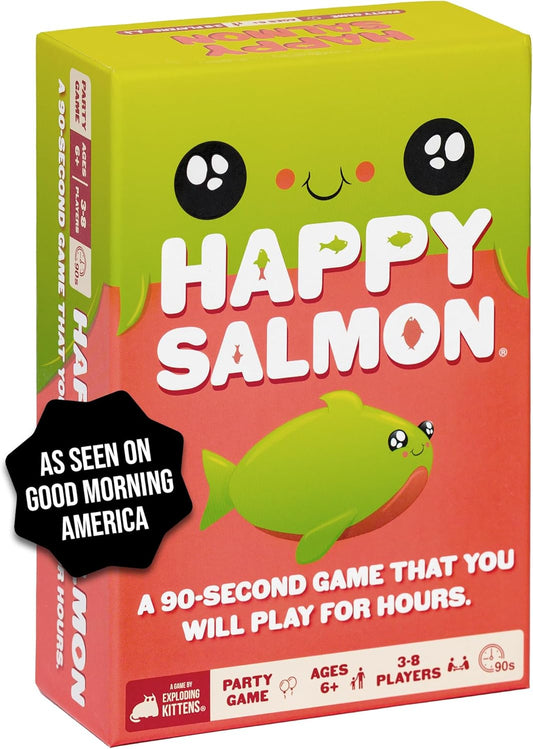 Exploding Kittens Happy Salmon 3-8 Players - Ages 6+ - 90 Second Rounds - Easy to Learn Quick Matching Card Game - Party Game, Family Game Night, Kid and Adult Card Game