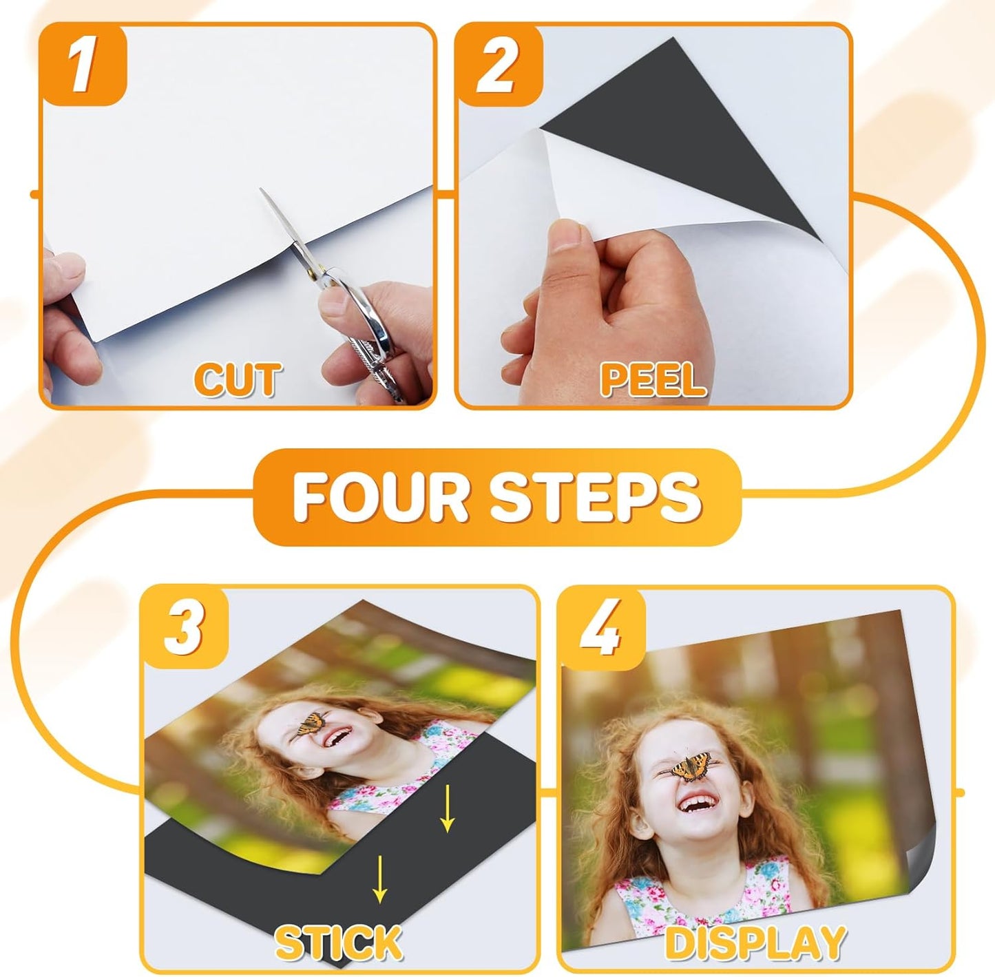 FINDMAG Magnetic Sheets (8” x 10”), Pack of 25, Flexible Magnet for Hanging Pictures, Photos, Paper Magnet for Dies, Adhesive Magnetic Sheets for Fridge, Locker, Cabinet Doors.