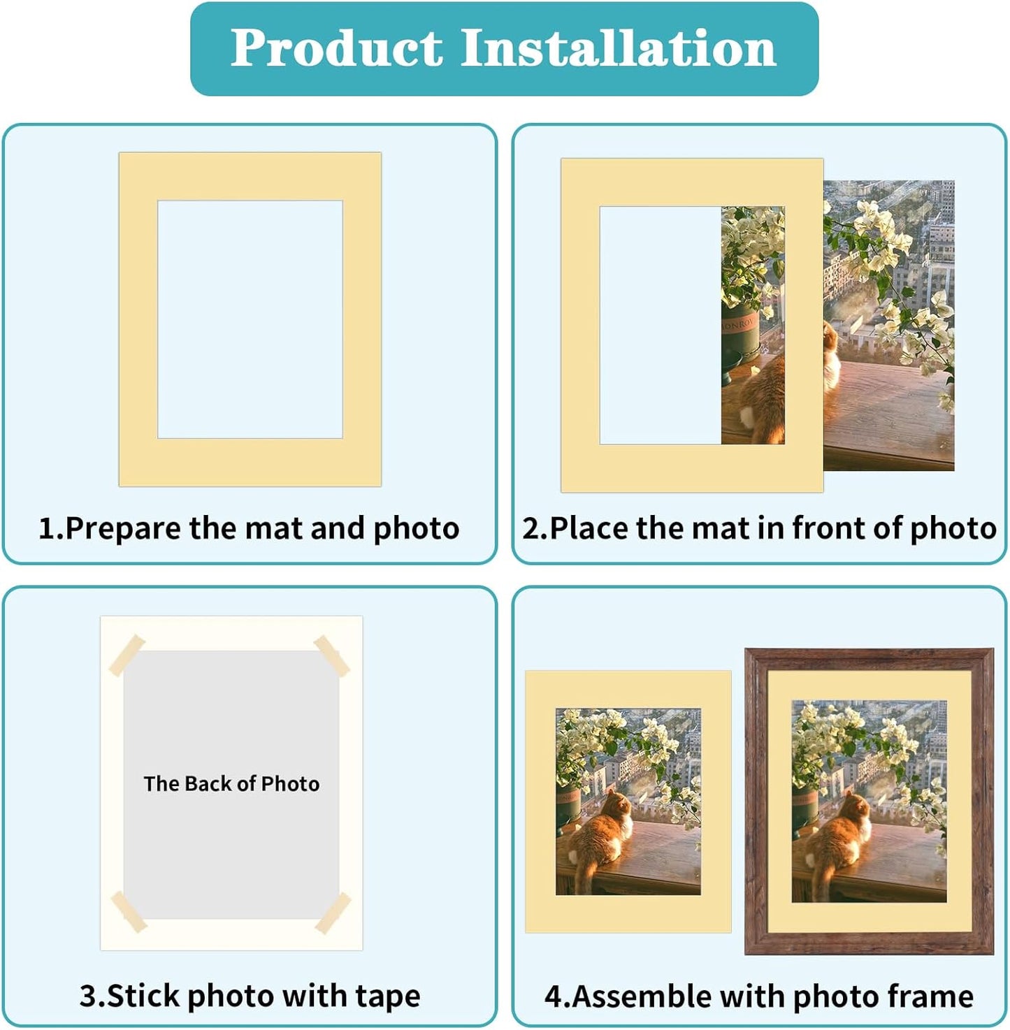 ZBEIVAN 12 Packs Mixed Colors 11x14 Picture Frame Mats for 8x10 Photos, Artworks and Prints, White Core Bevel Cut Frame Mattes