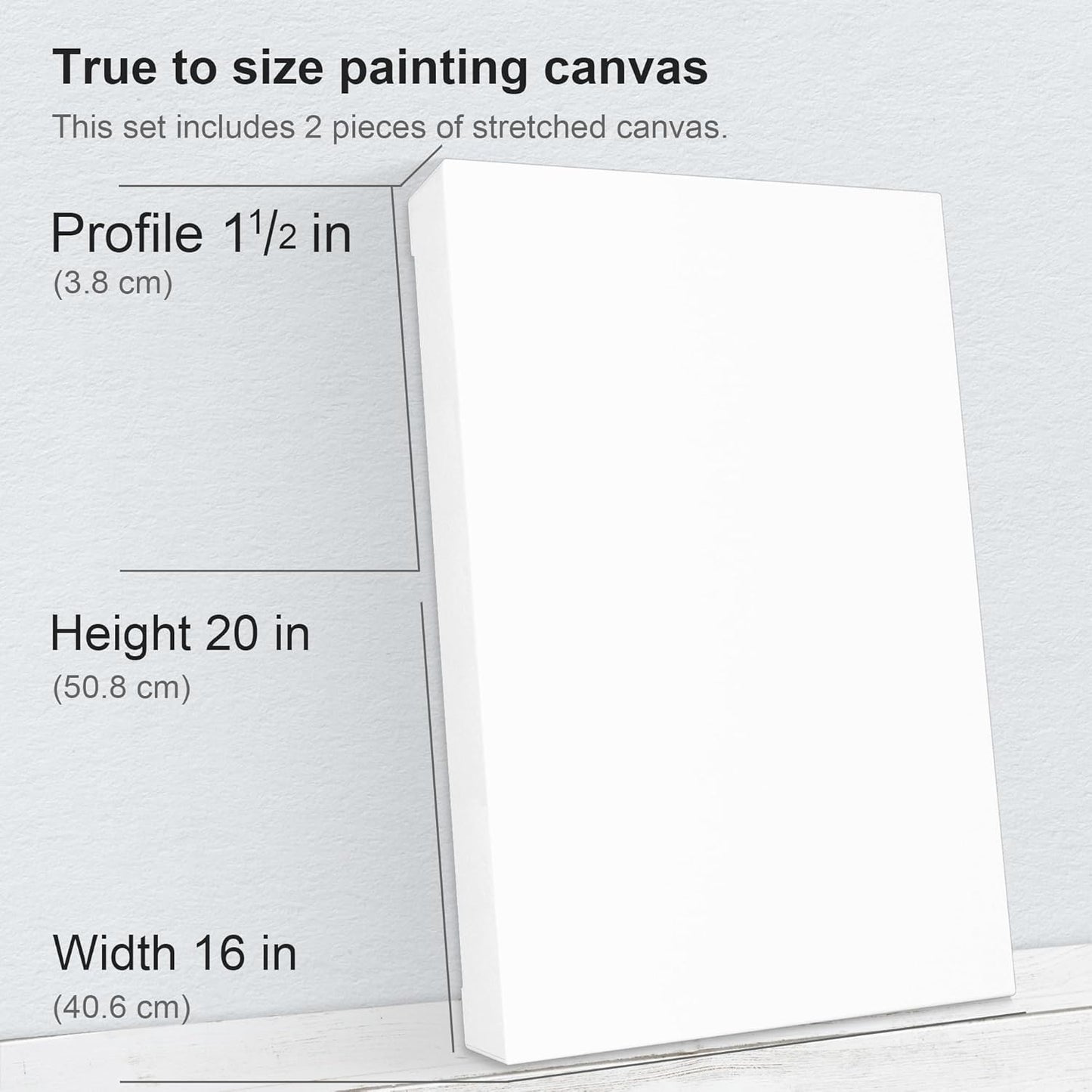 PHOENIX 16x20 Inch 2 Pack Gallery Canvas - 1.5 in Thick Large Canvases for Painting - Deep Edge 100% Cotton 11 Oz. Gesso Primed White Blank Professional Canvas Oil & Acrylic Paints