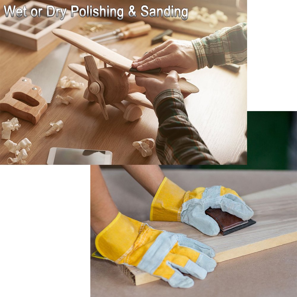 9x11 inch 16 Sheets Sandpaper, Wet or Dry 2000-10000 Grit 8 Assortment Sand Paper, Extra Fine Abrasive Pads for Automotive Sanding, Wood Turing Finishing, Metal Furniture Polishing and More