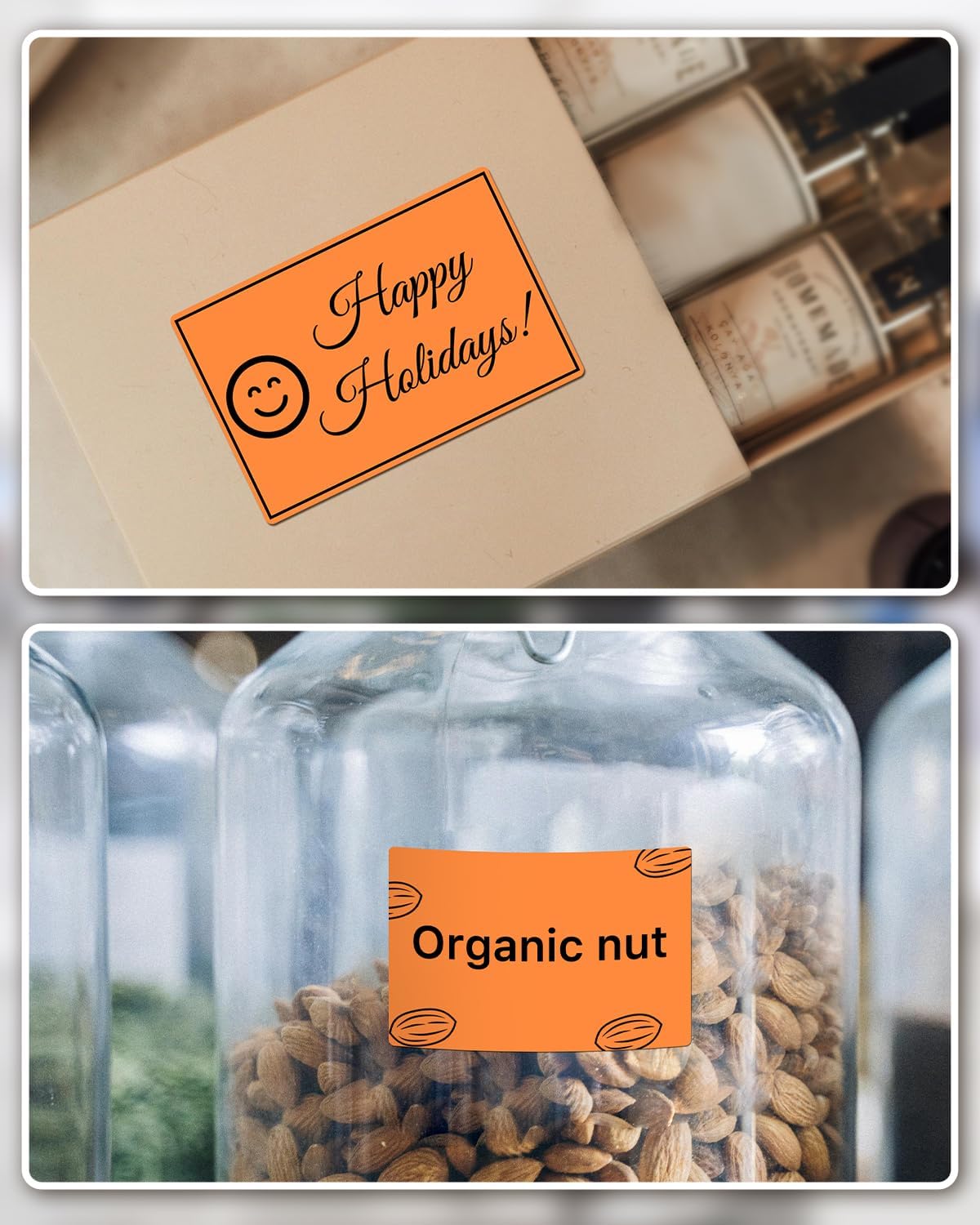 iEager 3" x 2" Thermal Labels, Rectangle Thermal Printer Stickers, Self-Adhesive Durable Sticker with Perforation Line, 500 Labels/Roll, Orange