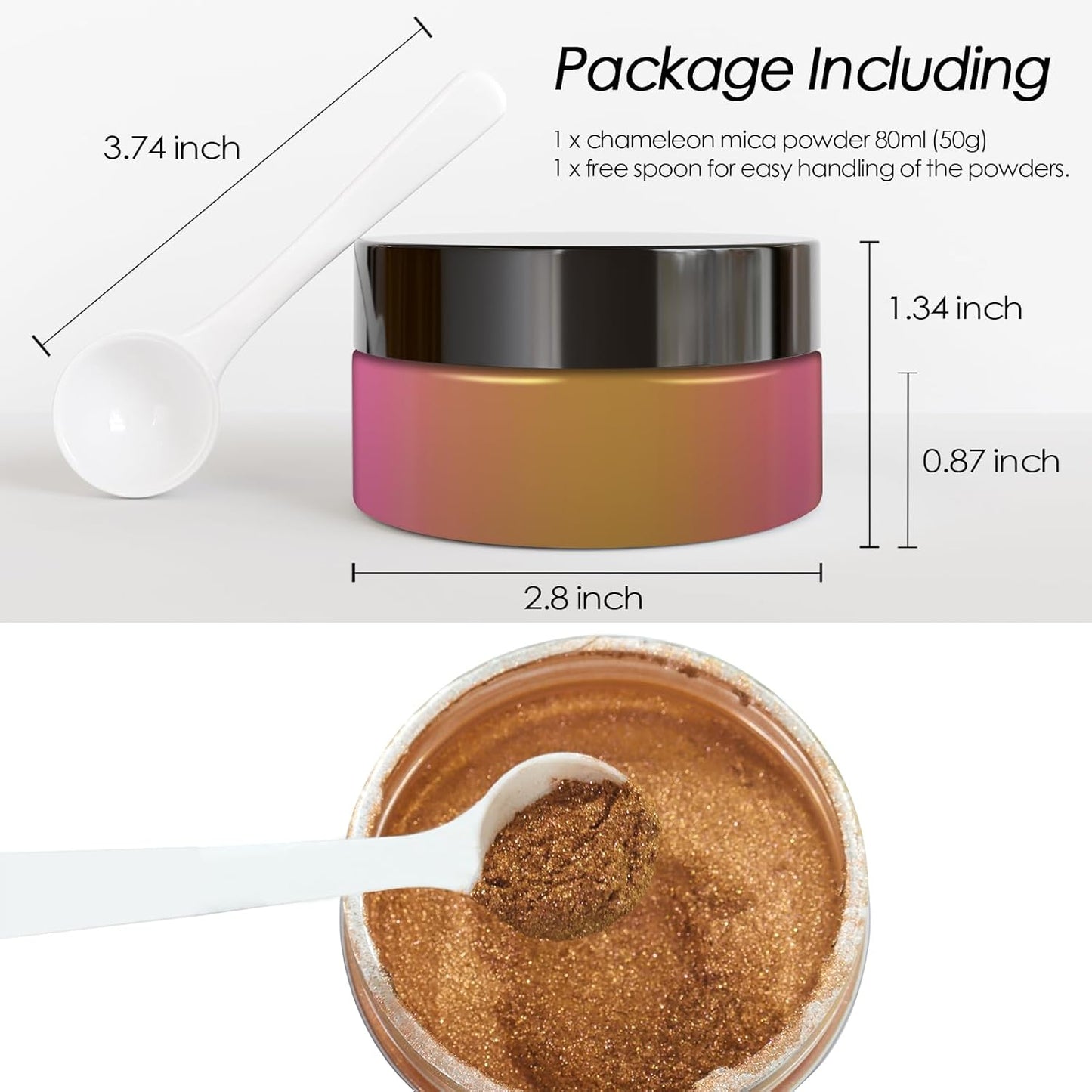 Ceya Chameleon Mica Powder, 1.8oz/ 50g Peach Sunset Chrome Nail Powder, Cosmetic Grade Pearlescent Effect Color Shift Pigment for Epoxy Resin, Makeup, Nail Polish, Soap Dye, Candle Making, Craft