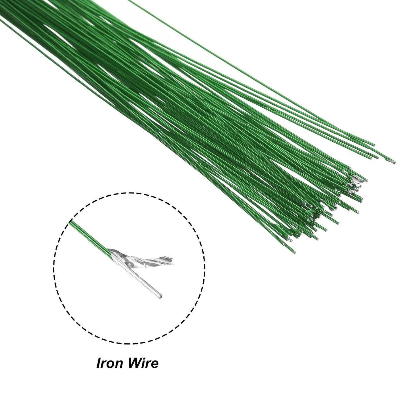 PATIKIL 32 Inch 24 Gauge Floral Stem Wire, 3 Pack/120 Pieces Bouquet Stem Paper Wrapped for DIY Crafts Flower Arrangements, Bright Green