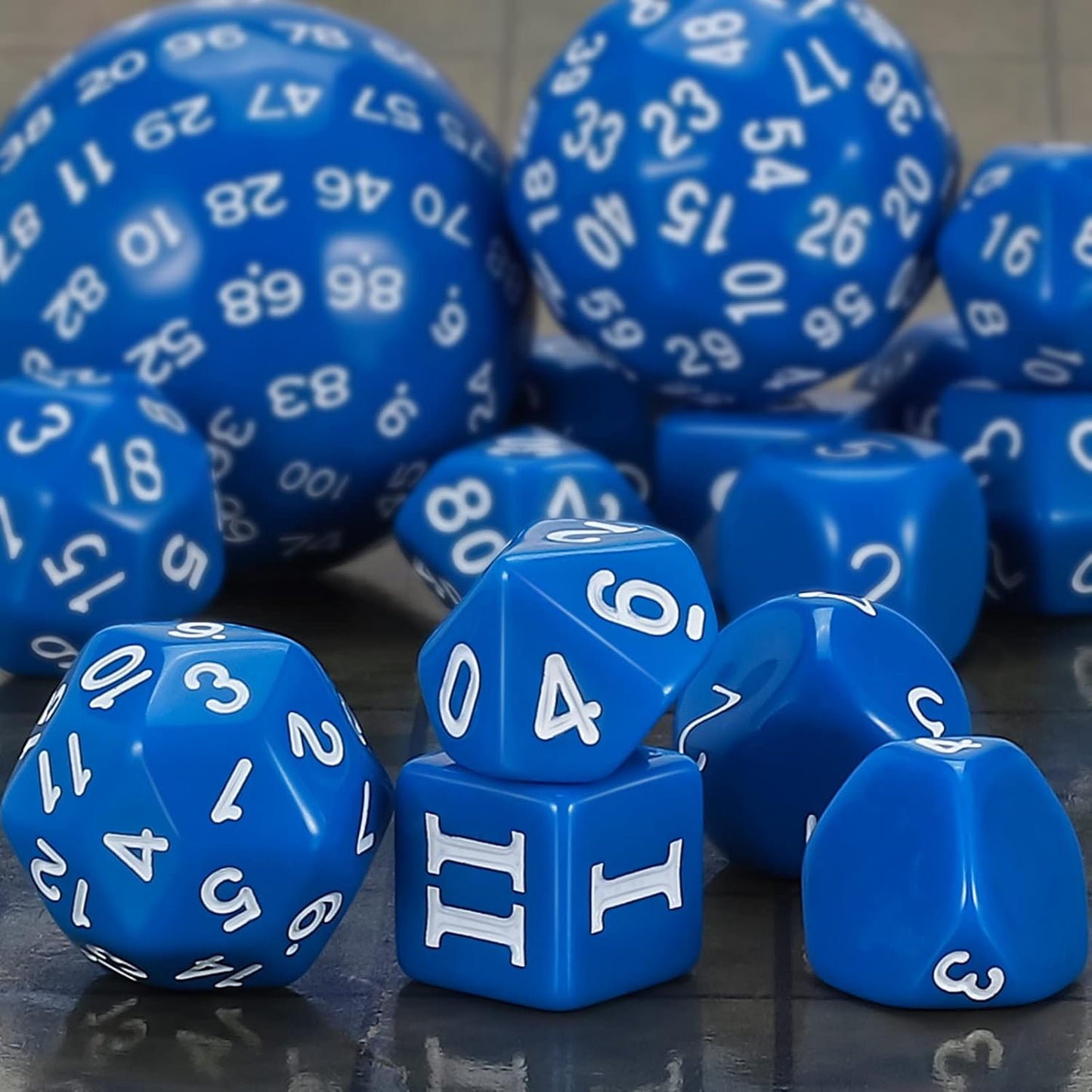 CiaraQ DND Polyhedral Dice Set (15pcs) D4-D100 Game Dice with Dice Bag for Dungeons and Dragons Role Playing Table Games (Blue & White)