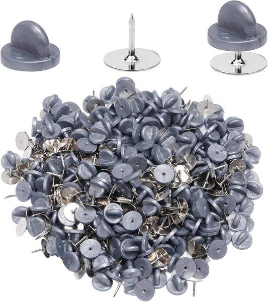 400pcs PVC Rubber Butterfly Clutch Pins Tie Tacks Blank for Uniform Badges Backing Holder Clasp Lapel Enamel Pins(200 Sets),Gray