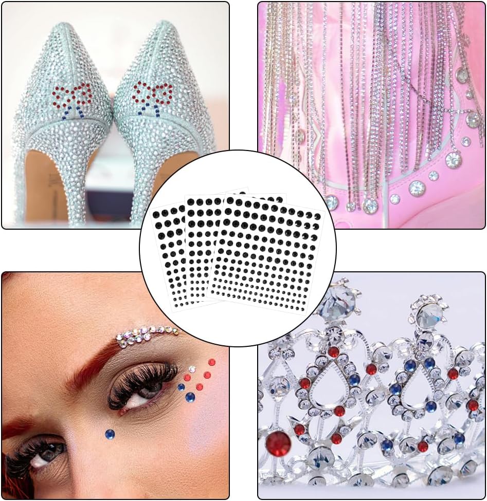 5 Sheets Self Adhesive Pearl Stickers, Flat Back Pearls Sticker, 4 Size Self Adhesive Rhinestone Gem Stickers for DIY Crafts Craft Card Decorations Nail Art Beauty Makeup (Black)