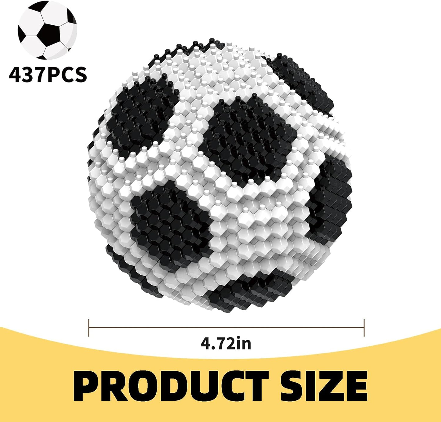 Soccer Building Block Set, Adults challenging STEM Block Decorations, Miniature 3D Educational Toys for Ages 14 15 16 and Above, (437 Pieces)