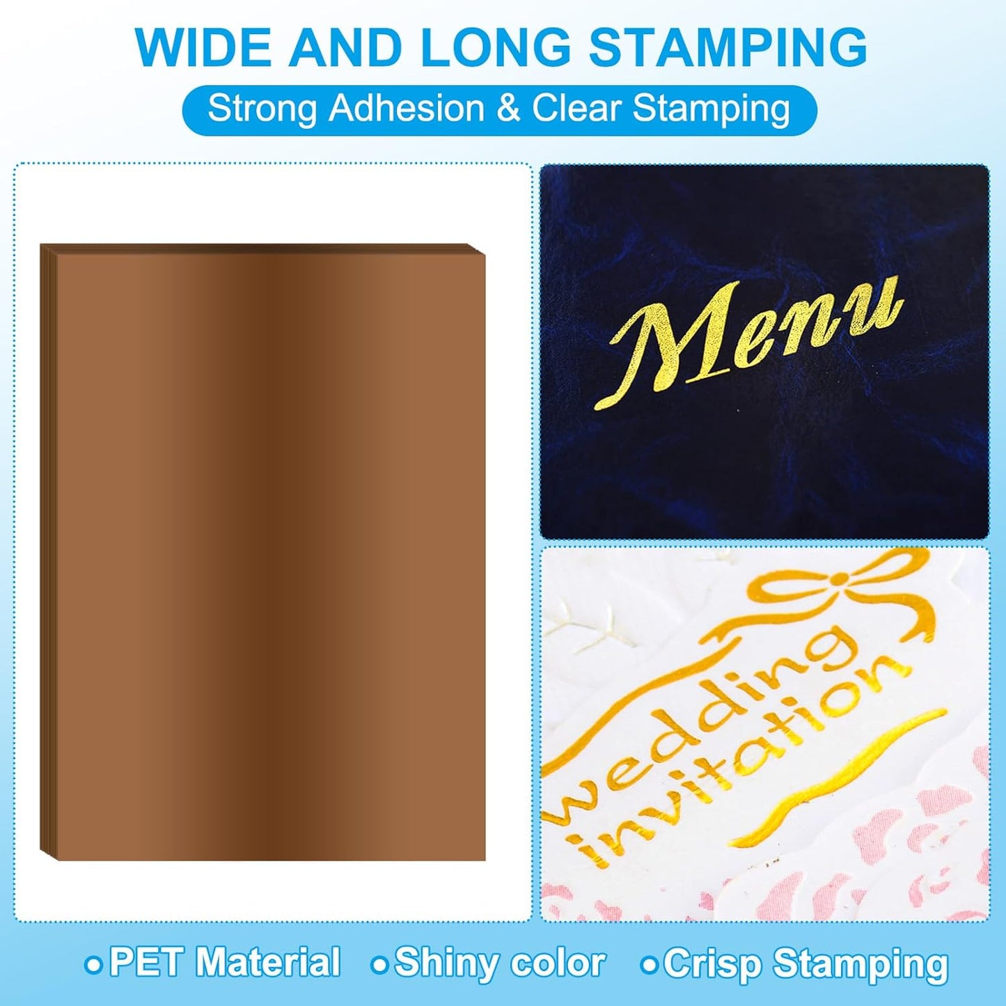 PATIKIL 11.7x8.3" Hot Stamping Foil Paper Sheet, 20 Sheets A4 Heat Transfer Hot Stamping Paper Foil for Leather DIY Logo Decor Craft Gift Package Scrapbook Card, Brown