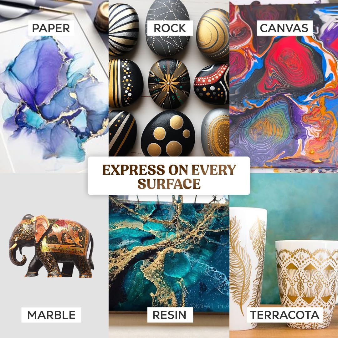 GRANOTONE Acrylic Venezia Metallic Colour | 12 Metallic Shades | 50 ml | Extra Sheen | Non Fading | Indoor/Outdoor | Non Toxic | Multi-Surface | Pro Artist, Hobby Painters & Kid | Made In India