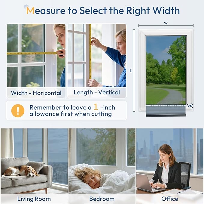 rabbitgoo Window Tint for Home One Way Privacy Window Film See Out Not in Heat UV Blocking Reflective Removable Static Cling Mirror Decorative House Glass Covering, Silver,29.5 Inch X 6.5 Feet