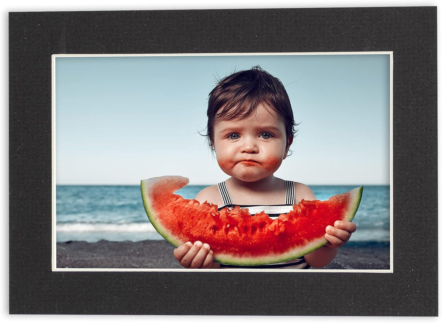 8x10 Mat Bevel Cut for 5x8 Photos - Acid Free Textured Black Precut Matboard - For Pictures, Photos, Framing - 4-ply Thickness