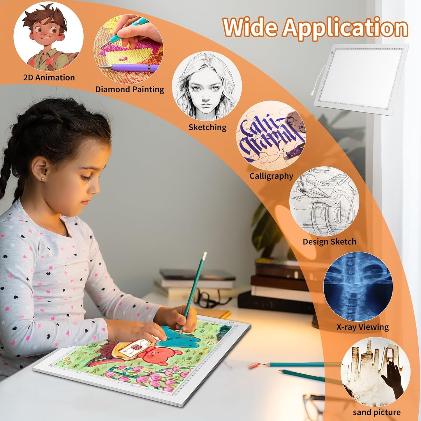 A3 LED Light Box for Tracing, elice Artist Drawing Lightbox Light Table Light Pad Light Copy Board, Up to 8000 Lux Super Bright Lightpad for Cricut Weeding Vinyl, Diamond Painting, Sketching (White)