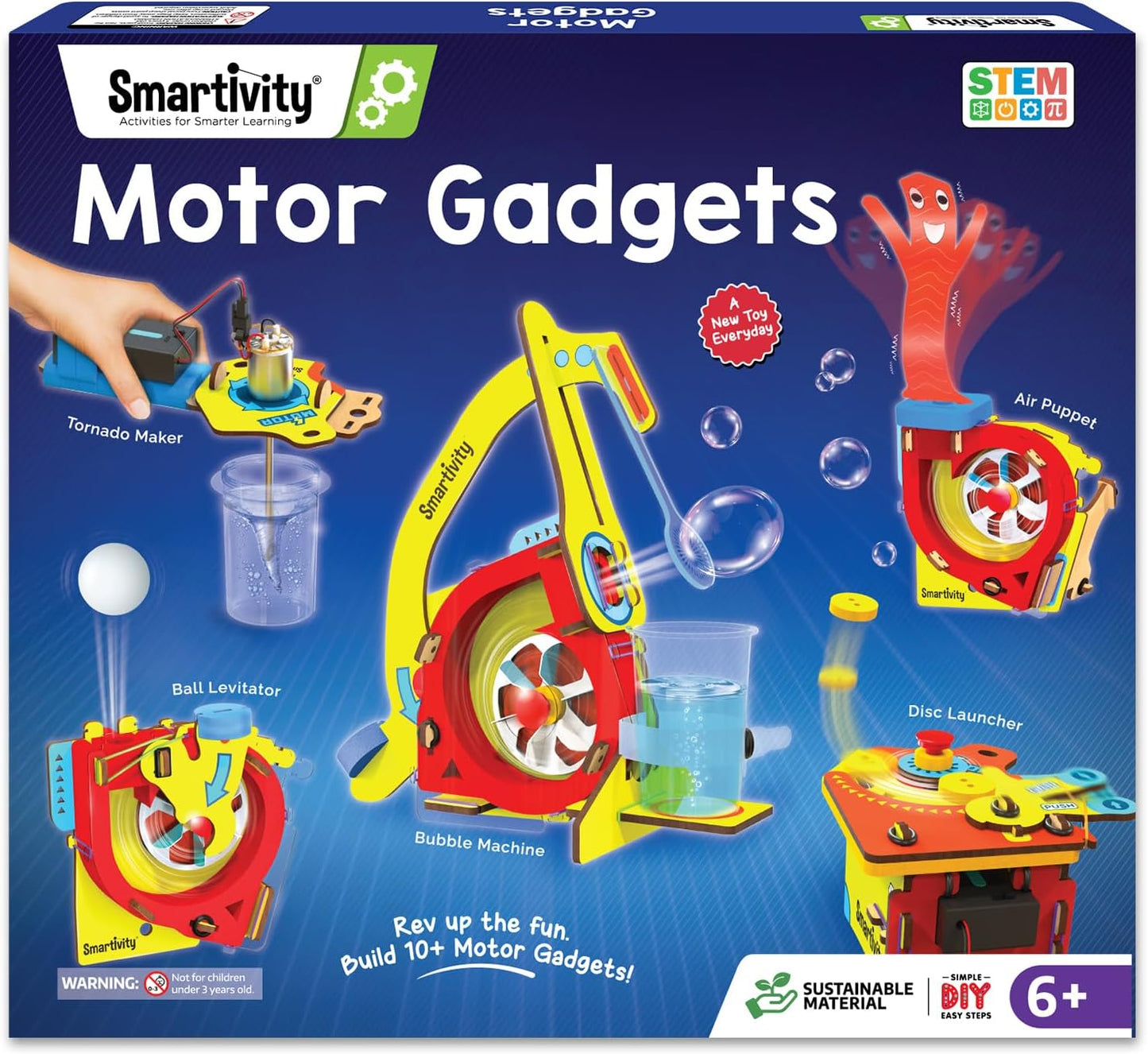 Smartivity 10-in-1 Motor-Powered Gadgets Kit for Kids Ages 6, 7, 8, 9, 10, 11, 12 Years Old Boys & Girls | Build 10+ Cool Electronics Projects | Christmas, Birthday Gift for Smart Kids | DIY STEM Toys