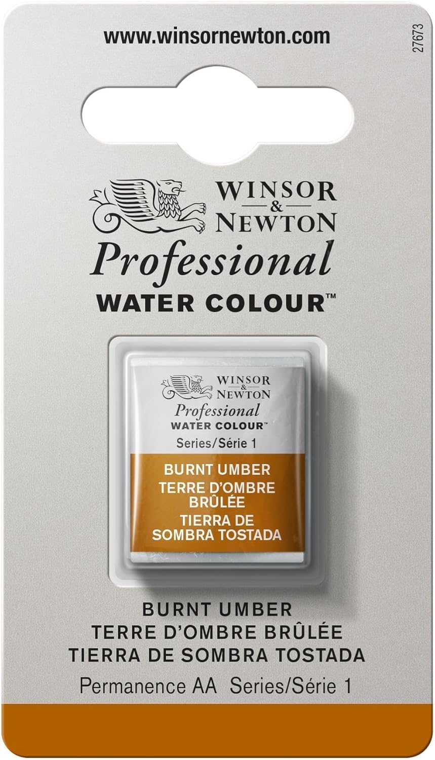 Winsor & Newton Professional Water Colour Paint, Half Pan, Burnt Umber
