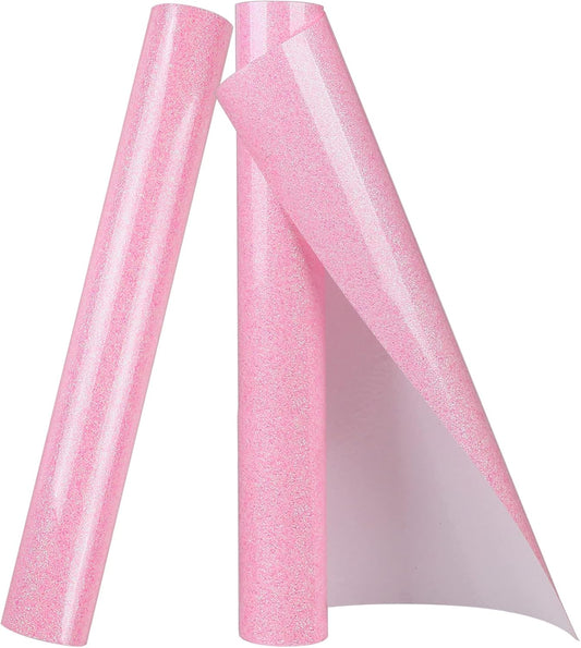 TORC Pink Glitter HTV Heat Transfer Vinyl 2 Rolls Iron on Vinyl for T Shirts Crafts 12 inch x 5 ft