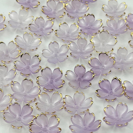 100pcs Acrylic Flower Beads, 19mm Cherry Blossom Plastic Gradient Flower Spacer Beads for DIY Crafts Bracelet Necklace Earrings Jewelry Making(Purple)