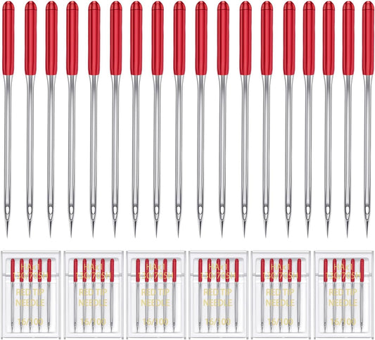 HONEYSEW 30 Pieces Sewing Machine Needles HAX1 130/705H Universal Regular Point Flat Shank Sewing Needle Compatible with Singer, Brother,Janome,Pfaff and Other Brand (Red Size 16-30PCS)