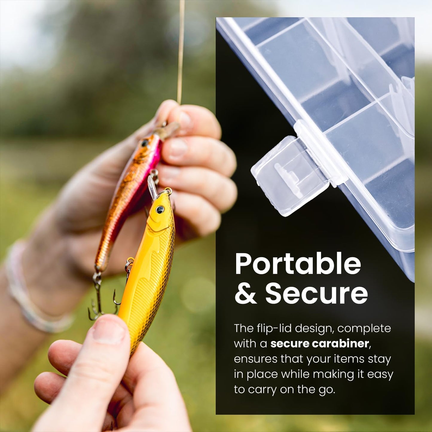 8pack 36 Grids Plastic Clear Organizer Box bead Storage Containers with Adjustable Dividers for Craft Jewelry Fishing Tackles Parts Storage with 8 Sheets Label Stickers