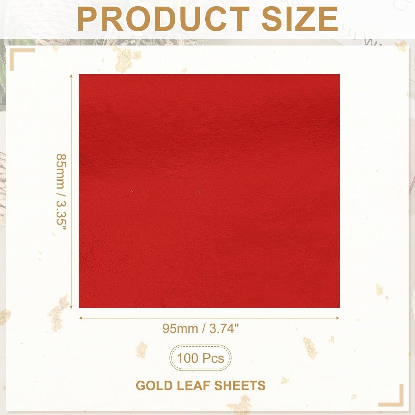 PATIKIL Gold Leaf Sheets for Art 3.7" x 3.4", 100 Pcs Gold Foil Sheet Metallic Leaf Papers for DIY Crafts Resin Furniture Nails Paintings Home Decoration, Red